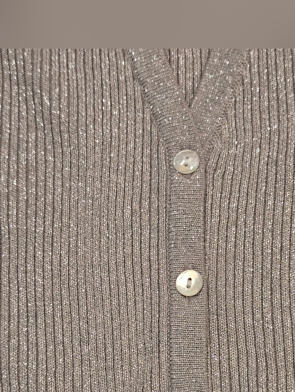 Style & Co Silver-Gray Ribbed Button Cardigan Sweater With Sparkles - Picture 3 of 8